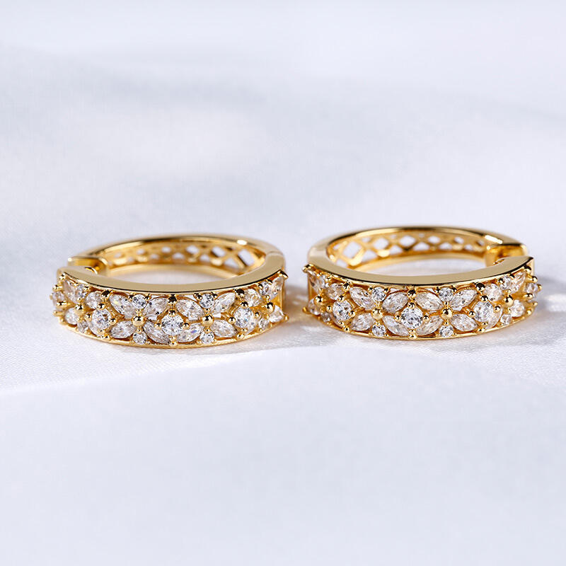 Jeulia Brincos de argola florais de prata esterlina