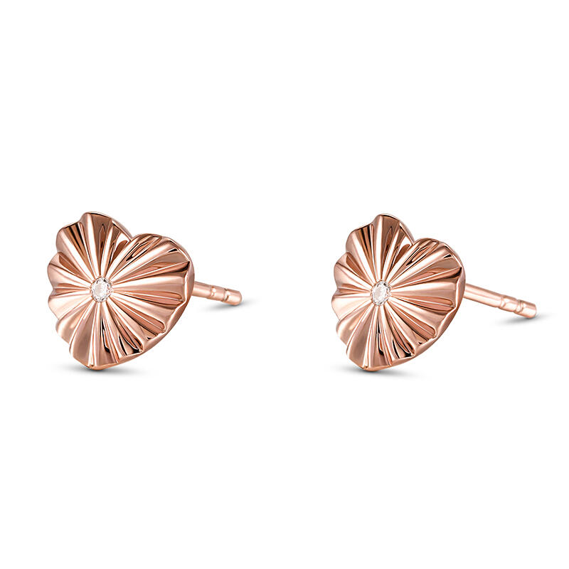 Jeulia "Love Edge" Heart Sterling Silver Children's Earrings