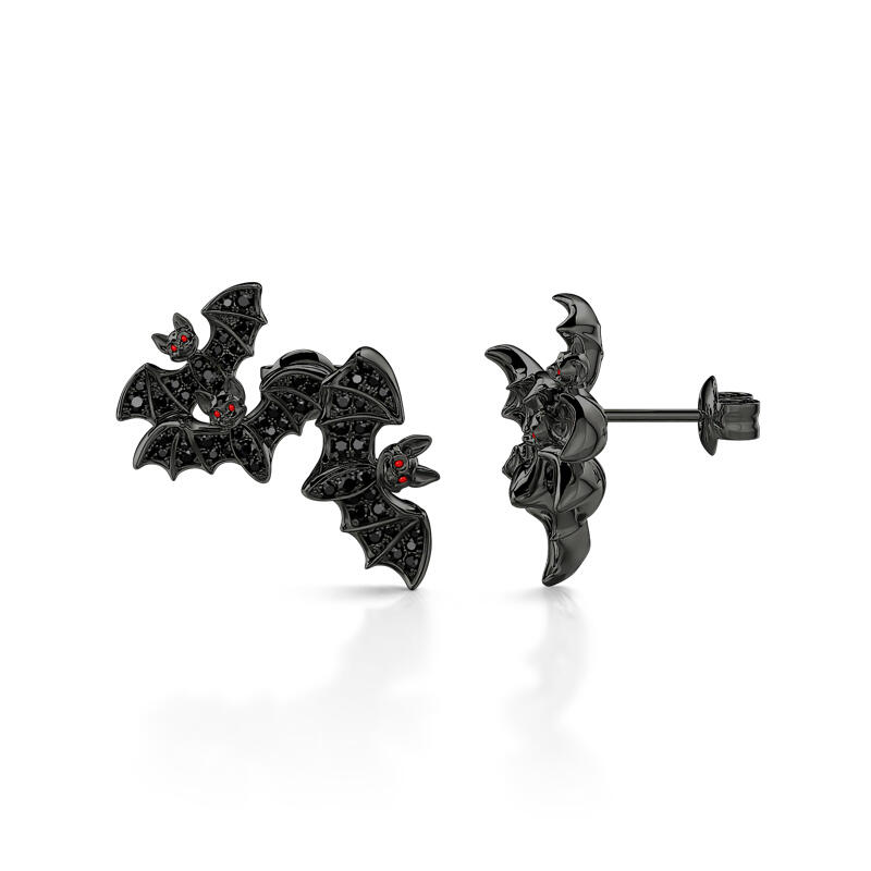 Jeulia "Witches' Familiars" Bat Sterling Silver Earrings