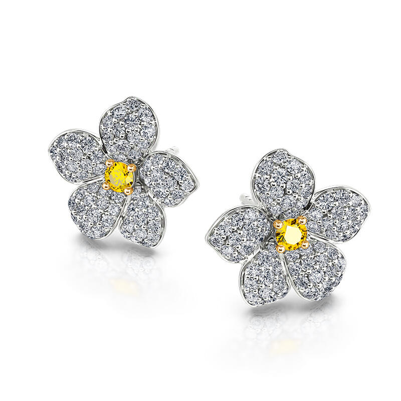Jeulia Almond Blossoms Design Round Cut Sterling Silver Earrings