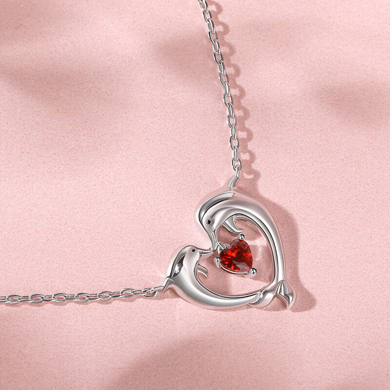 Jeulia Collar de Plata de Ley con Delfín en Forma de Corazón