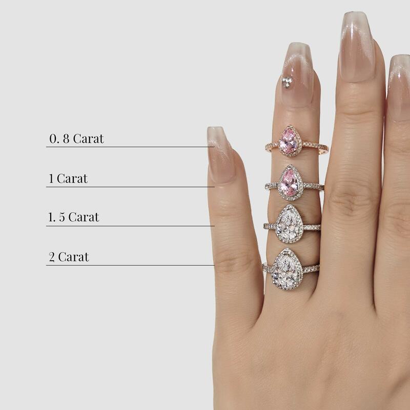 "Cheek To Cheek" 0.8ct Pear Cut Halo Engagement Ring