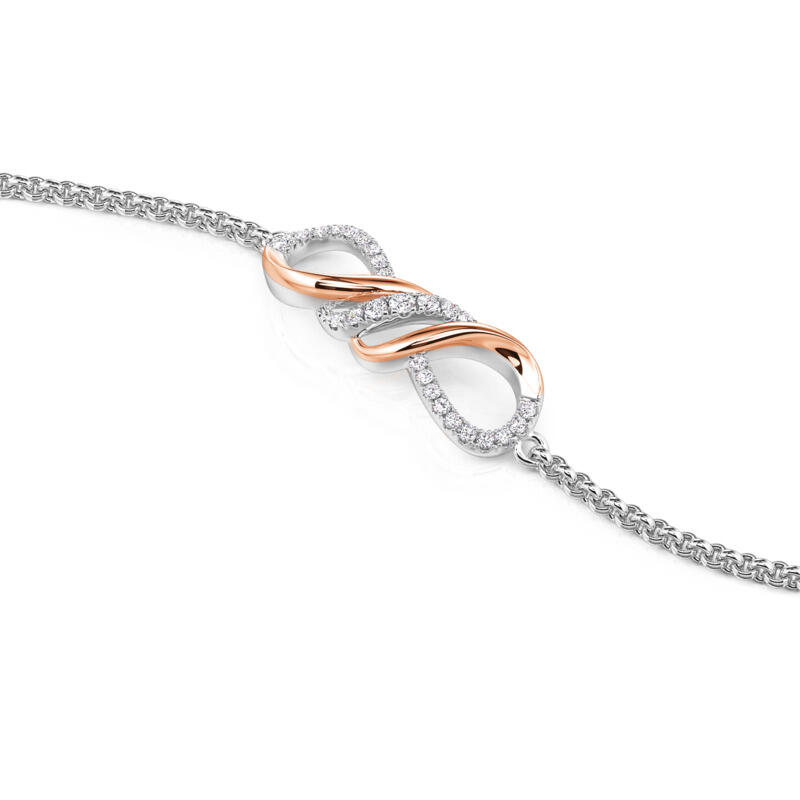 Jeulia Amore Two Tone Infinity Bracelet Adjustable