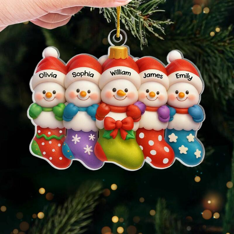 Personalisierte Weihnachts-Schneemann-Ornamente mit individuellen Namen Geschenke für Ihre Familie