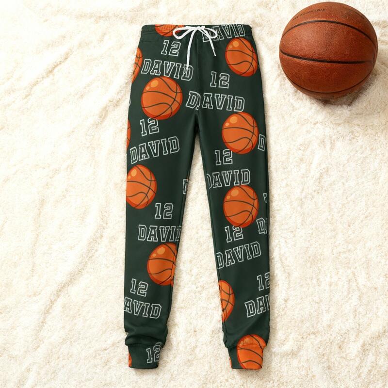 Personalized Unisex Sweatpants Custom Name and Number Basketball Design Gift for Sports Lover