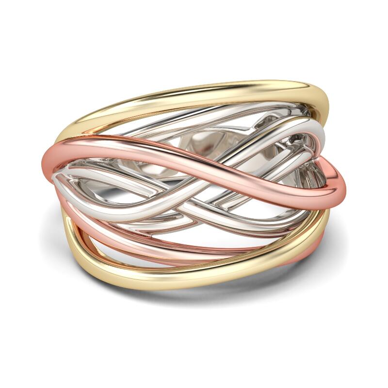 Jeulia Tri-Tone Intertwined Sterling Silver Ring