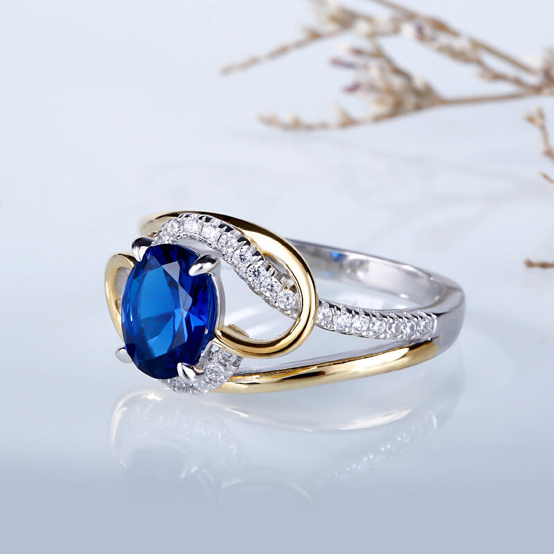 Jeulia Bague Bicolore en Argent Sterling Coupe Ovale