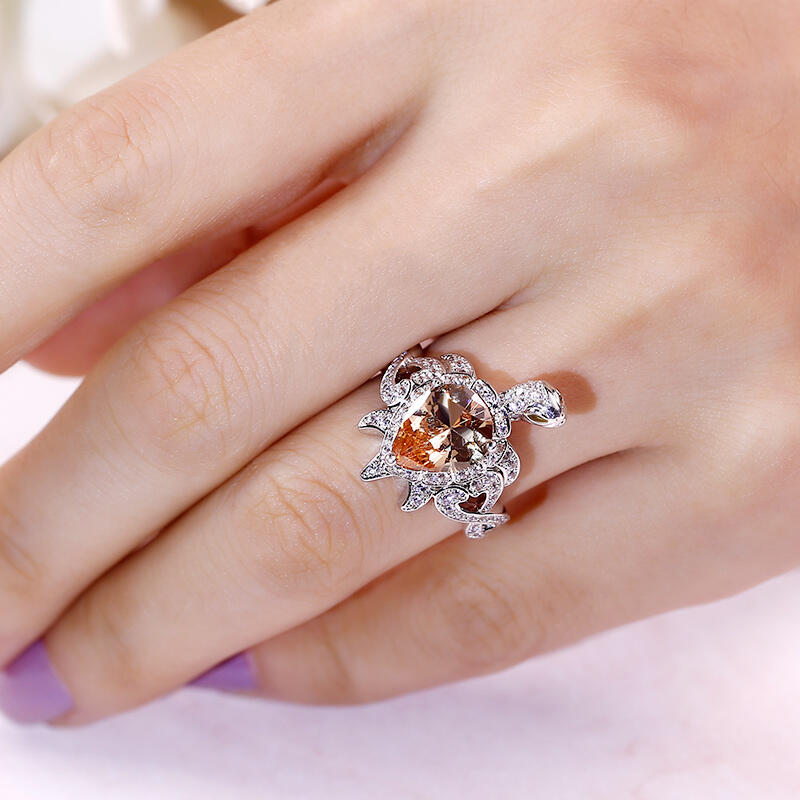 Jeulia "Dazzling Tortoise" Pear Cut Sterling Silver Ring