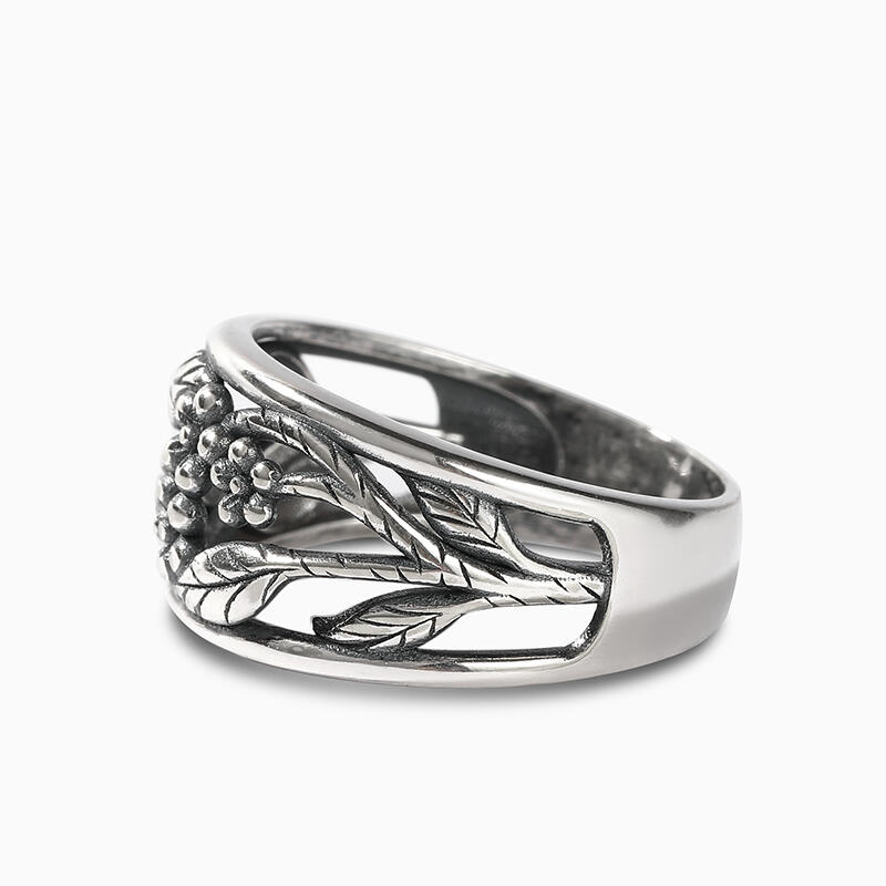 Jeulia "Flowers with Branches" Sterling Silver Ring