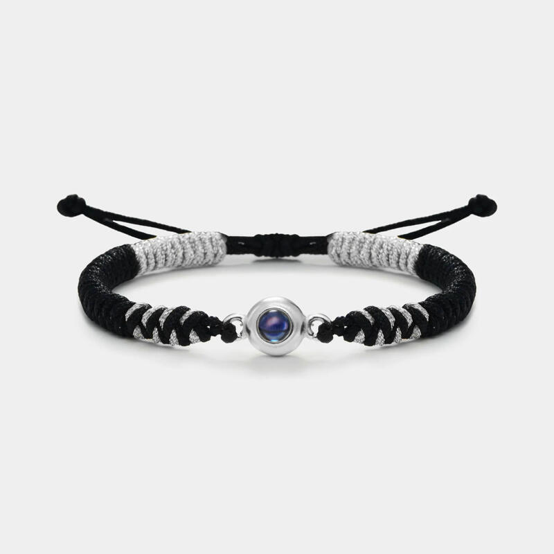 投影 写真 写真入れ 組紐 ブレスレット チタンスチール