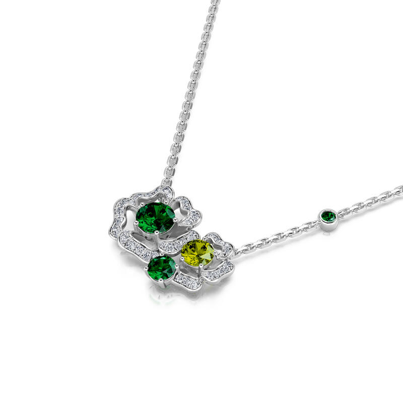 Jeulia "Desire of Love" Flowers Round Cut Sterling Silver Necklace