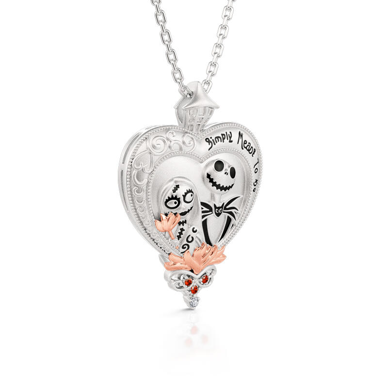 Jeulia Collar de cráneo pareja de plata esterlina en corazón para san valentín