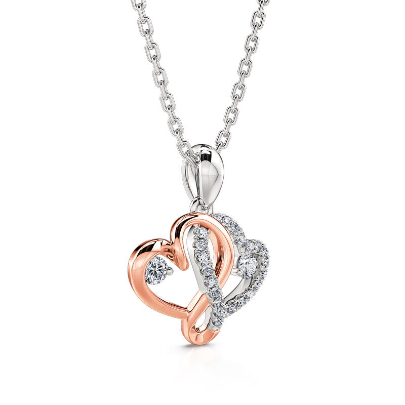 Jeulia Collar mujer infinito de plata de ley con forma de dos corazones