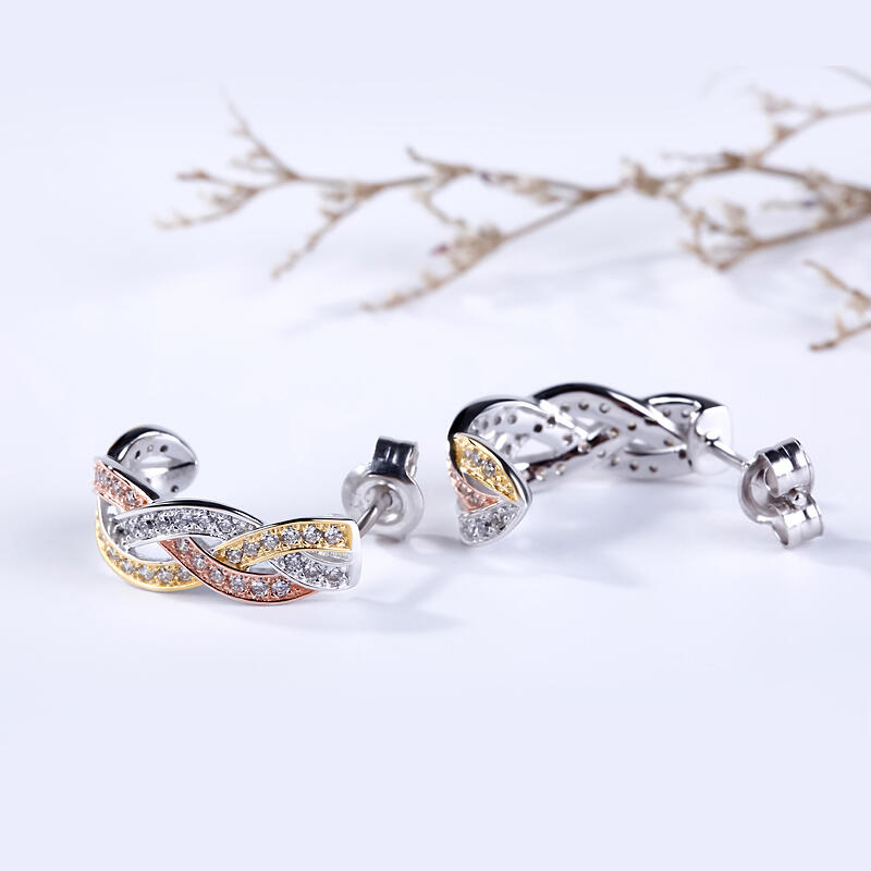Jeulia Intertwined Tri-Tone Earrings