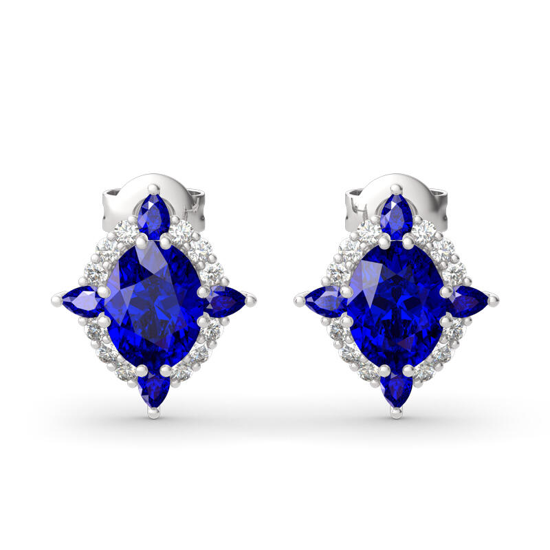 Jeulia Halo Oval Cut Sterling Silver Earrings