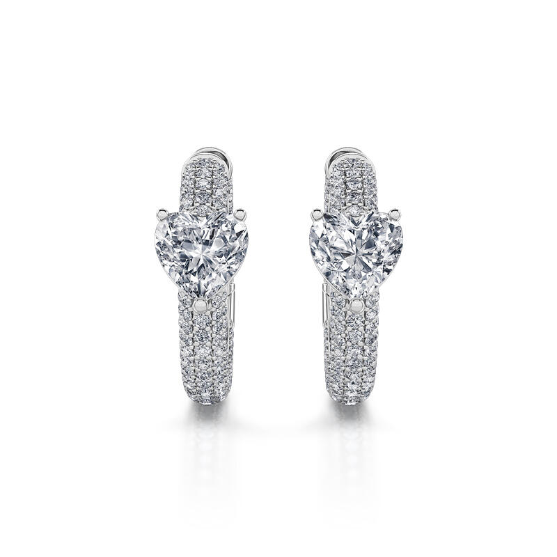 Jeulia "Enduring Radiance" Heart Cut Sterling Silver Hoop Earrings