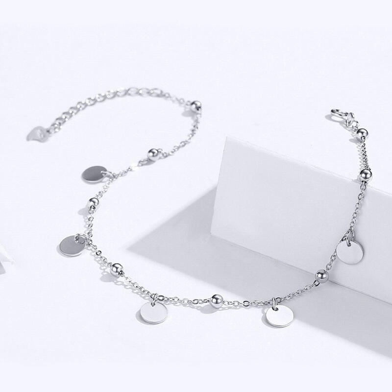 Jeulia Prosty Styl Dysk Srebro Anklet