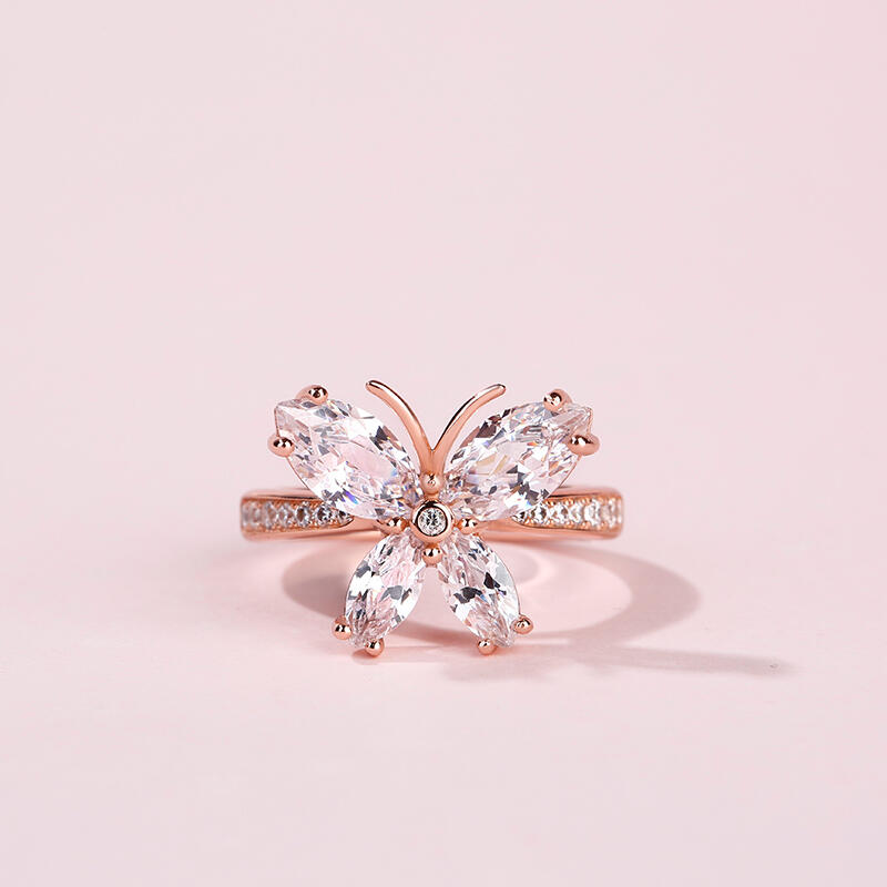 Jeulia Butterfly Shaped Sterling Silver Ring