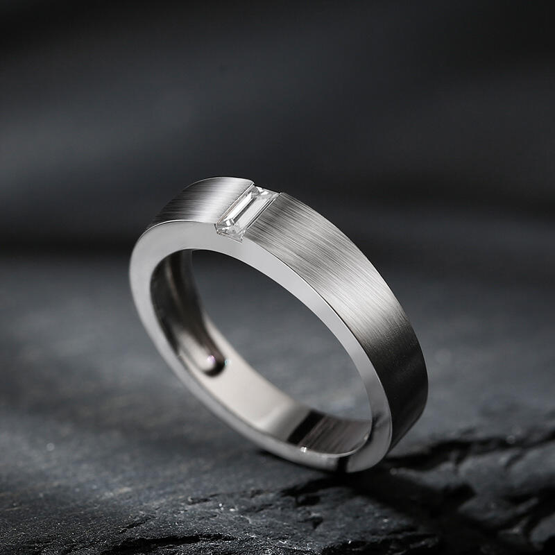 Jeulia Anillo de clásico para hombre con corte esmeralda de plata de ley