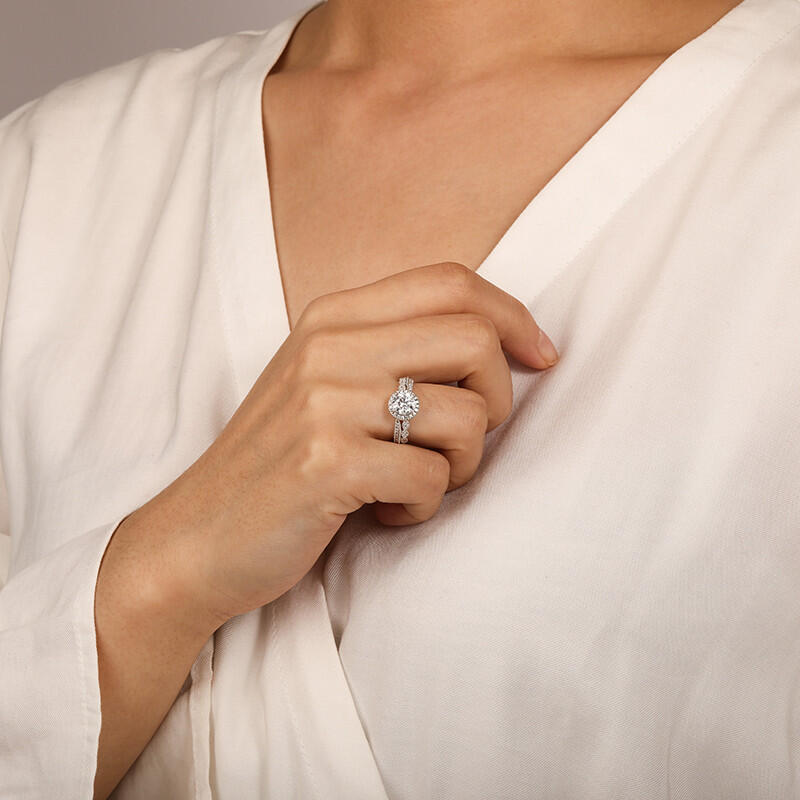 "Always Together" Round Cut Halo Engagement Ring