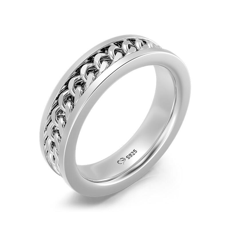 Jeulia Rotatable Chain Sterling Silver Women's Band