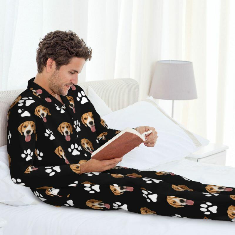 Personalisierte Schlafanzüge benutzerdefinierte Haustier Foto Optional Farbe Pawprints Design Großes Geschenk für Tierliebhaber