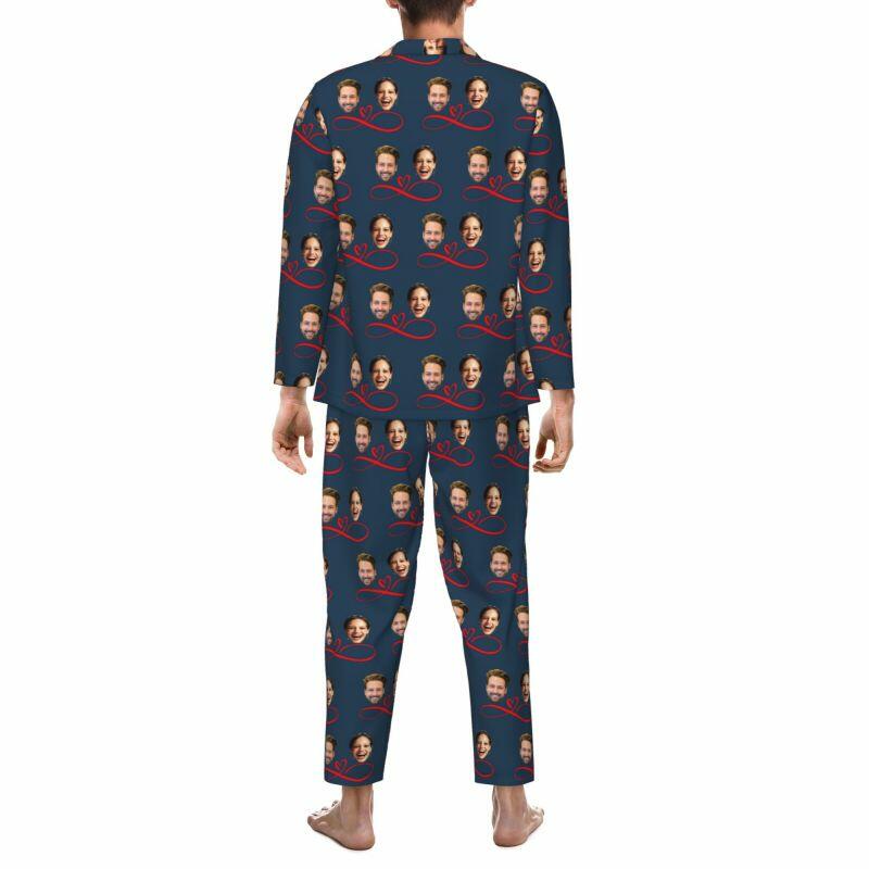 Pigiama personalizzato Foto di coppia personalizzata Modello di amore infinito Design Regalo perfetto per gli innamorati