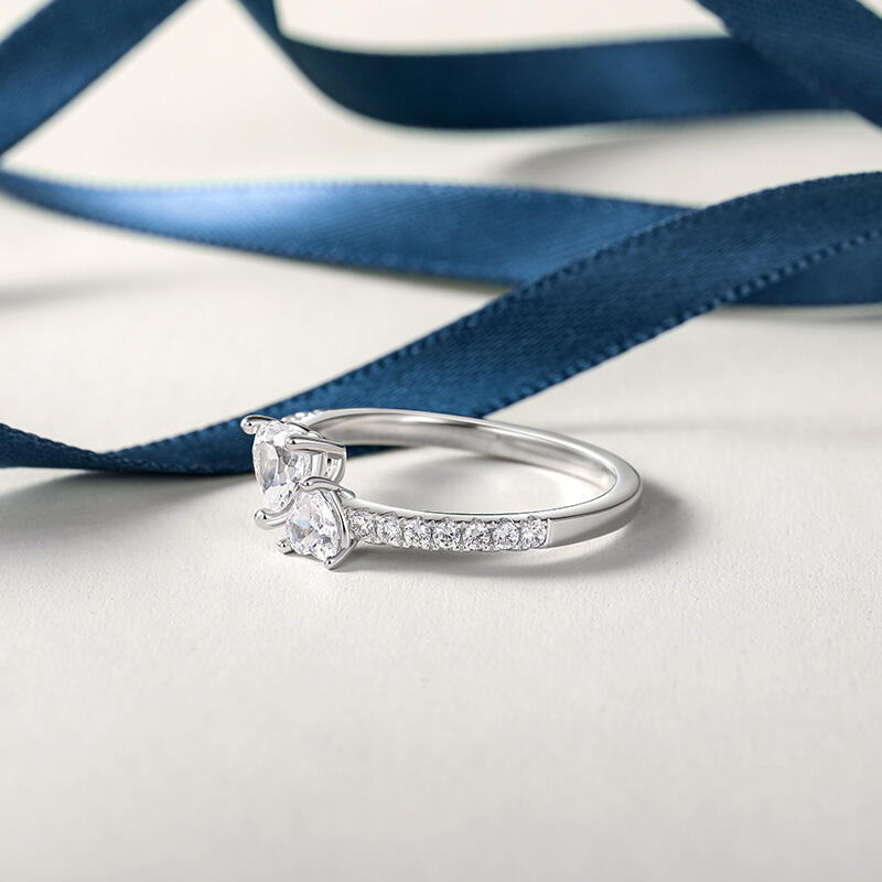 Jeulia Custom Double Heart Promise Ring With Birthstone