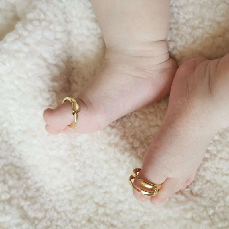 Jeulia Anillos de Rompecabezas con Huella Personalizada y Grabado de Plata de Ley