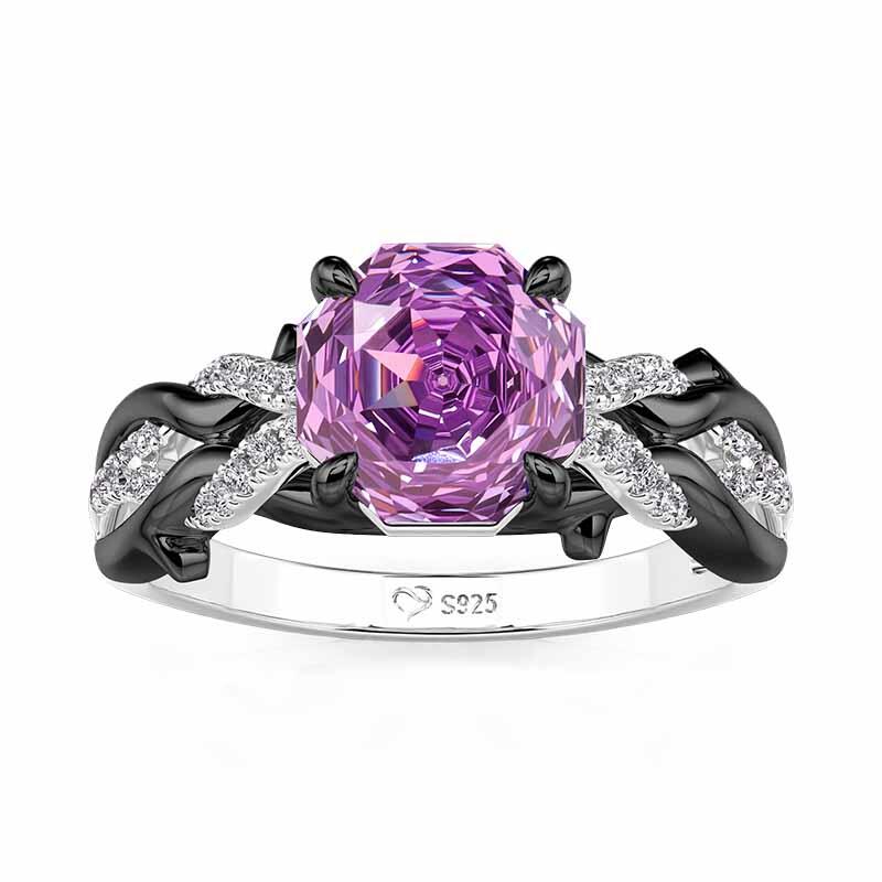 Jeulia Anillo de Compromiso Octogonal Espinas Trenzadas Bicolor Corte Rosa