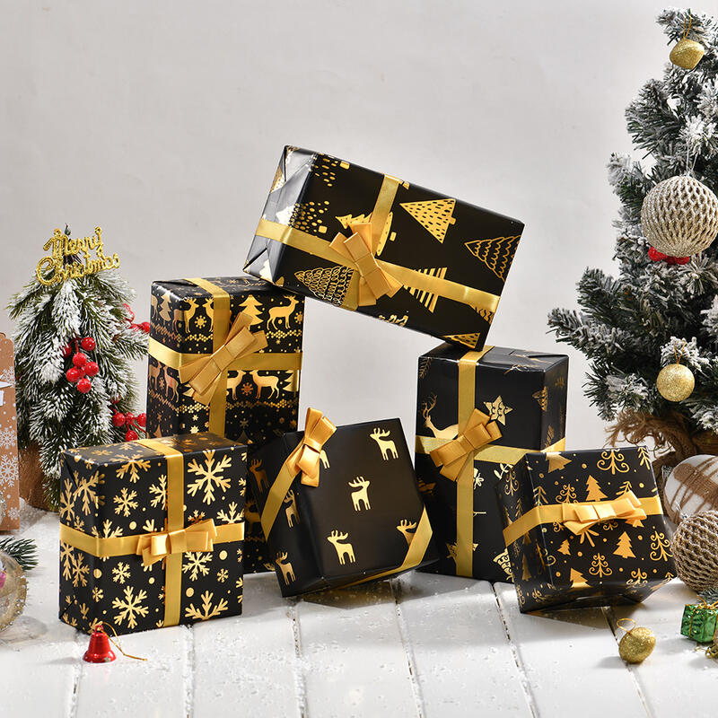 DIY Christmas Black Color Wrapping Paper Gifts for Family