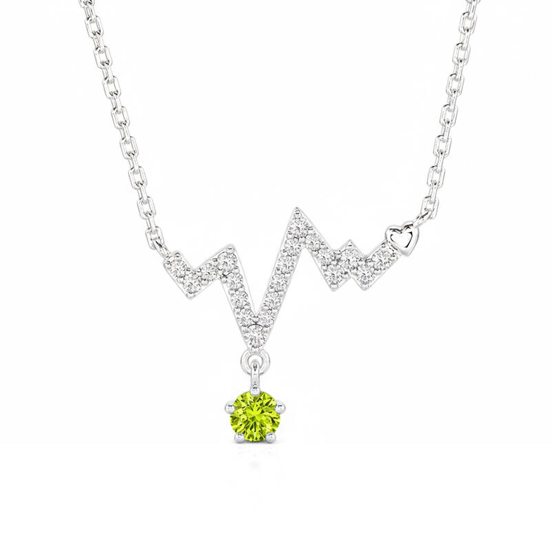 Jeulia Custom Simple Heartbeat Necklace with Birthstone