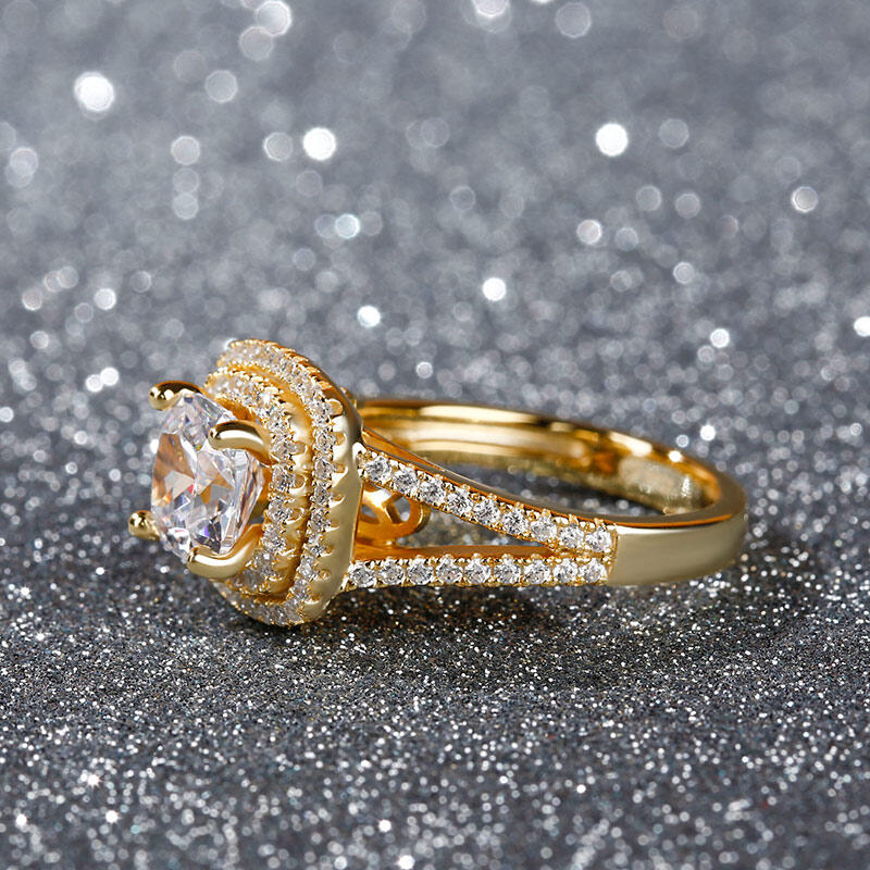Jeulia Halo Anillo De Compromiso De Corte De Cojín De Plata Esterlina