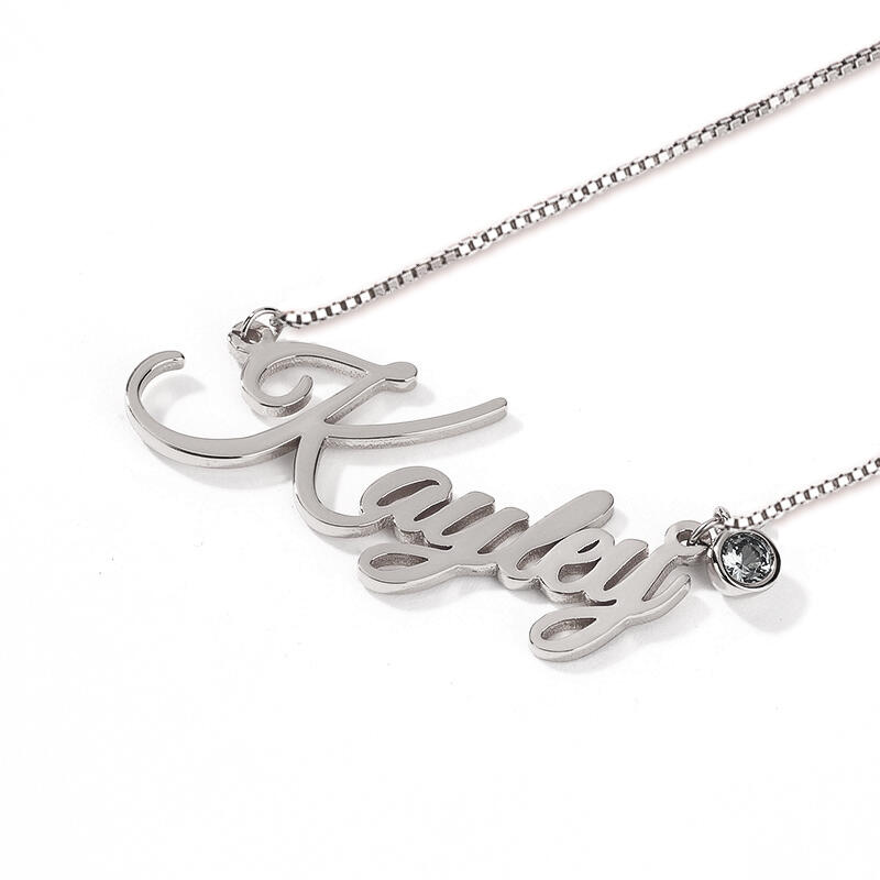 シンプル ネーム 誕生石 ネックレス