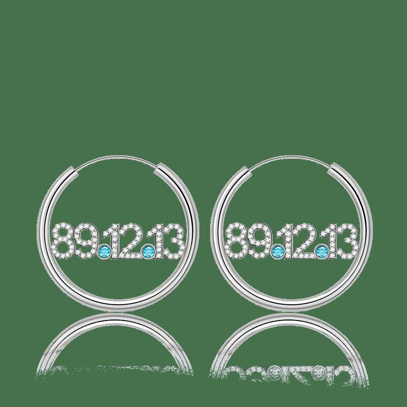 Birthday Custom Diamond Date Birthstone Hoop Earrings