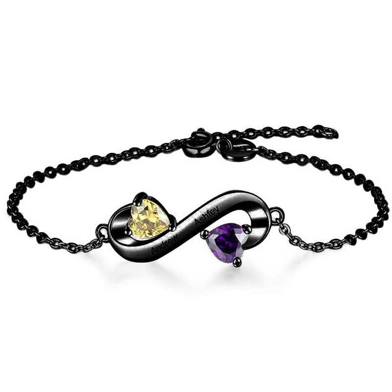 インフィニティ 誕生石 ネーム 刻印 ブレスレット