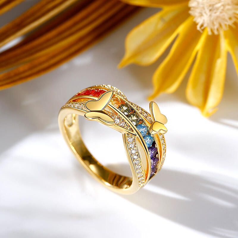 Jeulia "Hello Beauty" Butterfly Cross Sterling Silver Ring