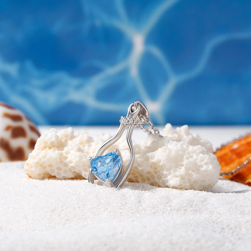 Jeulia "Wishing Bottle" Heart Cut Personalized Sterling Silver Necklace