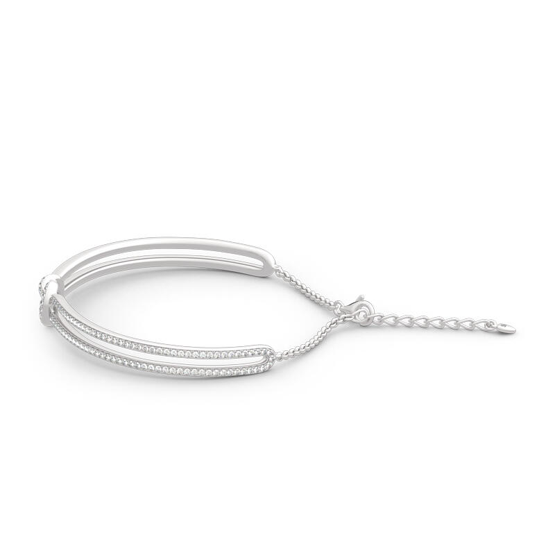 Jeulia Knot Design Sterling Silver Bangle Bracelet