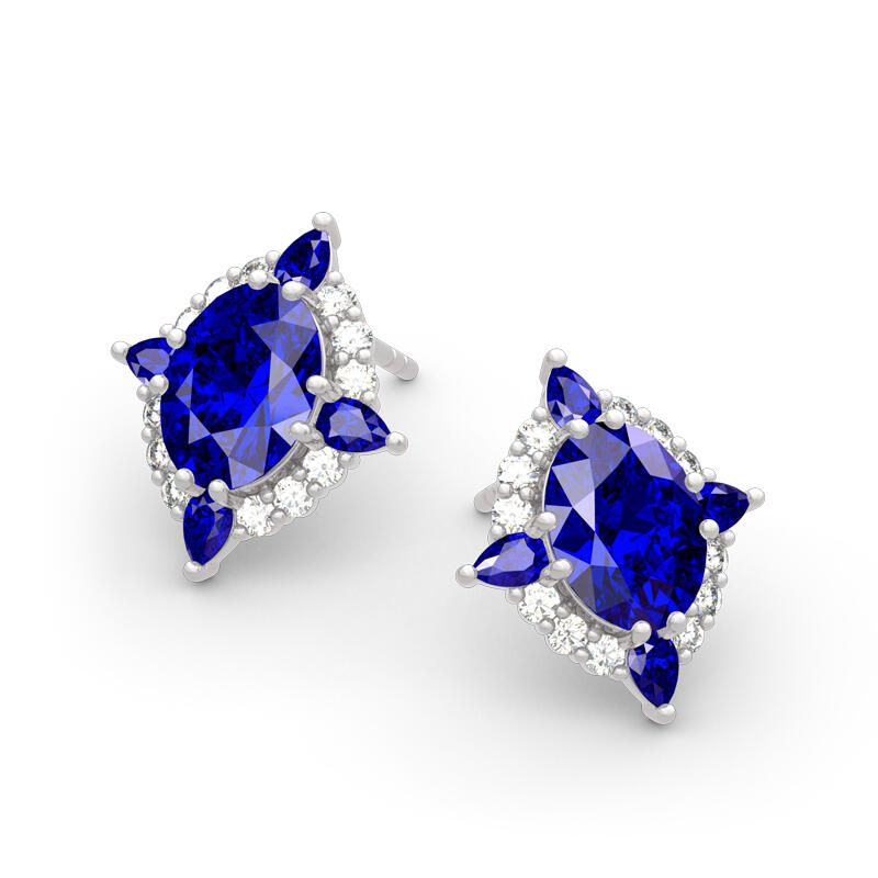 Jeulia Halo Oval Cut Sterling Silver Earrings