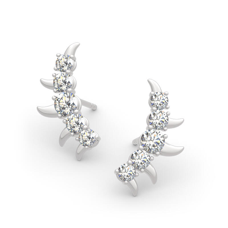 Jeulia Spike Design Round Cut Sterling Silver Earrings