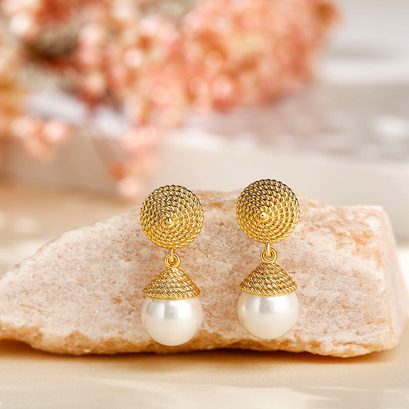 Jeulia Chevron Cultured Pearl Sterling Silver Drop Earrings