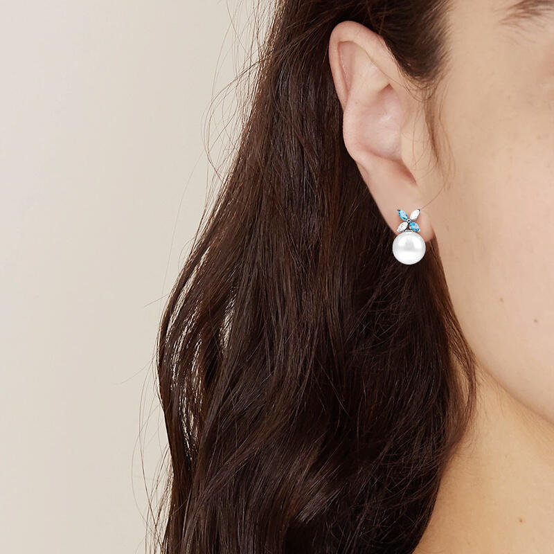 "Blühende Liebe" Süßwasserperlen-Steckerohrringe 9,5-10 mm