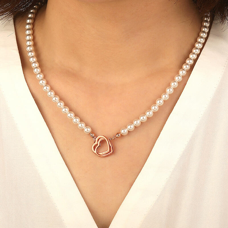 "Rhapsodie für Zwei" Süßwasserperlen-Gravierkette 5,5-6,0 mm