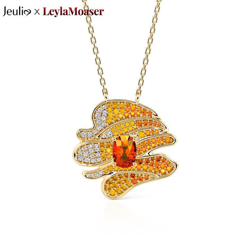 Jeulia x Leyla “Sunset Desert” Art Deco Golden Necklace Sterling Silver