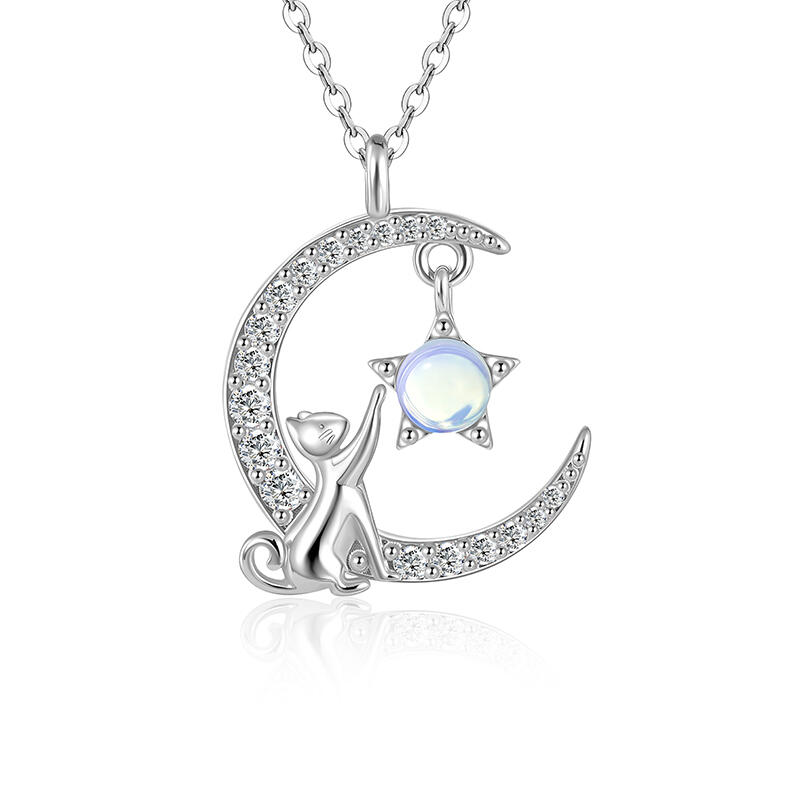 Jeulia Moon Huggers ムーンストーン キャットネックレス