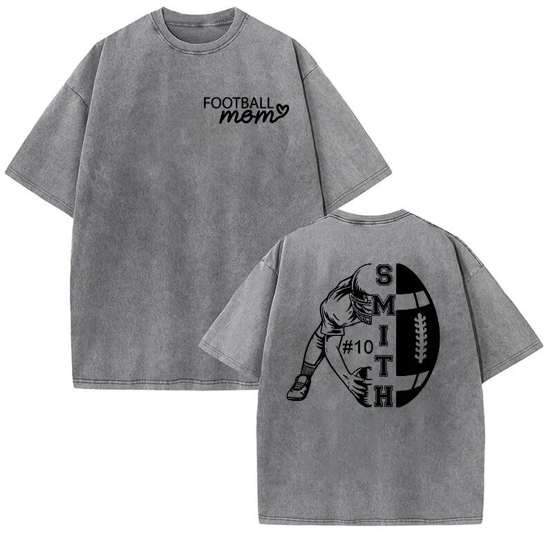 Personalized Washed T-shirt Custom Name Player Game Day Design Perfect Gift for Football Mom