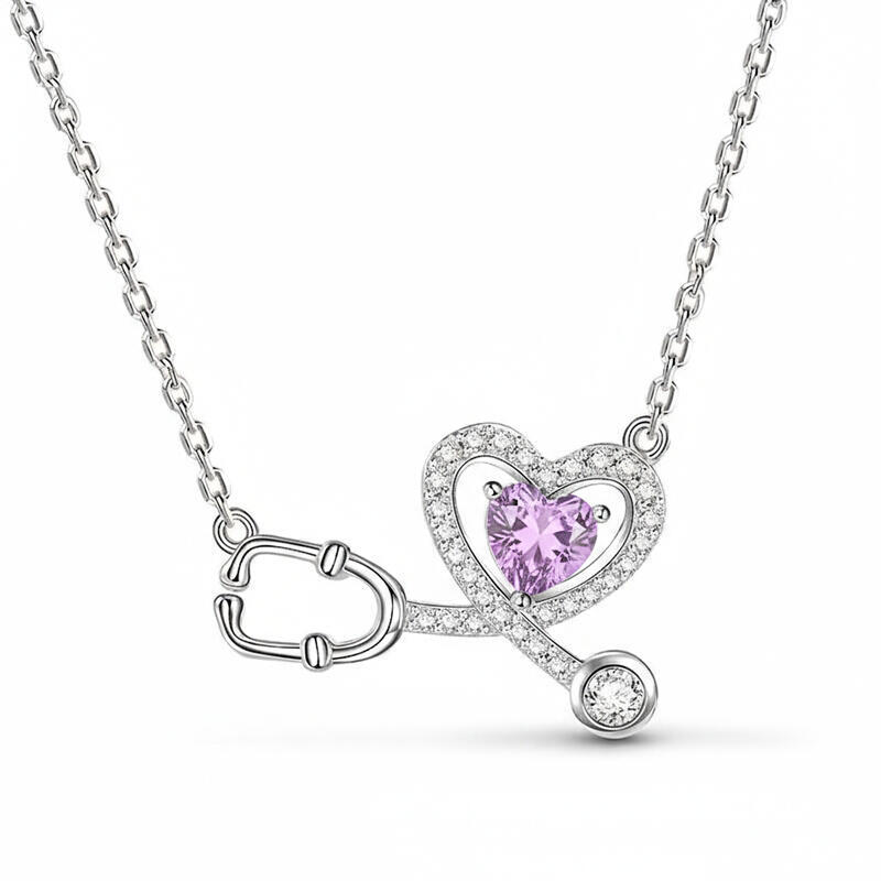 Jeulia Heart-Shaped Personalized Sterling Silver Necklace