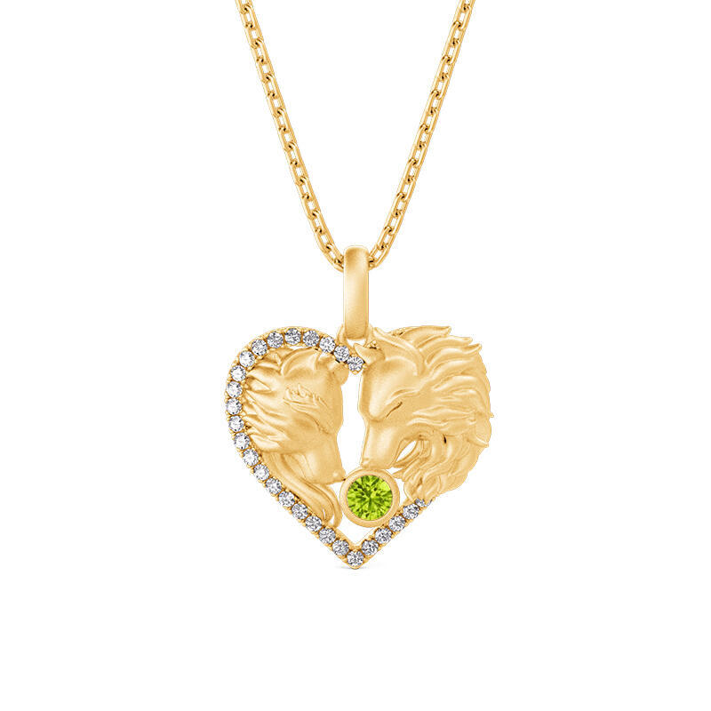 Jeulia Custom Fox Birthstone Necklace with Relief Design