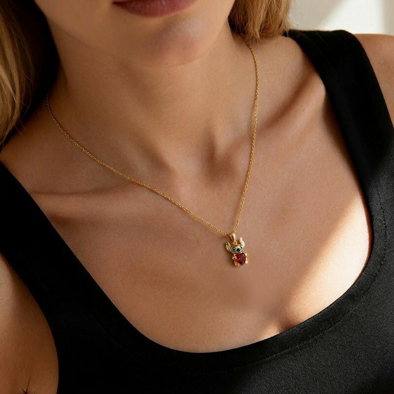 Jeulia Hug Me "Little Monster" Heart Cut Sterling Silver Necklace